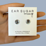 Mirror Mirror shiny silver stud earrings by Ear Sugar hypoallergenic made in the USA
