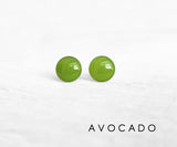 Avocado green surgical steel earrings by Ear Sugar