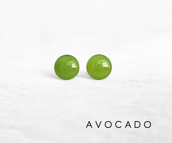 Avocado green surgical steel earrings by Ear Sugar