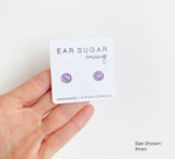 Aphrodite light purple and silver glitter hypoallergenic dot earrings by Ear Sugar
