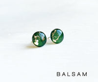 Balsam green and gold hypoallergenic dot earrings by Ear Sugar
