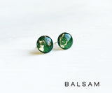 Balsam green and gold hypoallergenic dot earrings by Ear Sugar