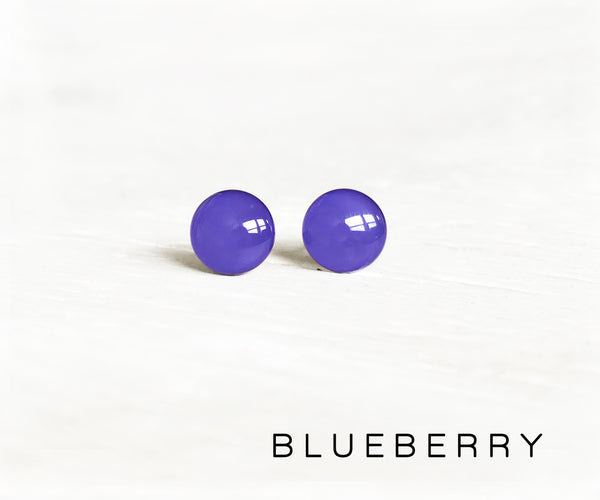 Blueberry dot stud earrings by Ear Sugar hypoallergenic