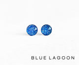 Blue Lagoon beautiful blue glitter stud earrings by Ear Sugar