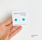 Bermuda bright teal hypoallergenic dot earrings by Ear Sugar