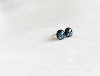 Charcoal black glitter stud earrings by Ear Sugar hypoallergenic