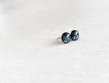 Charcoal black glitter stud earrings by Ear Sugar hypoallergenic