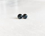 Charcoal black glitter stud earrings by Ear Sugar hypoallergenic