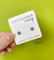 Cow print black and white studs hand painted earrings by Ear Sugar