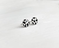Cow print black and white studs hand painted earrings by Ear Sugar