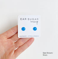 Cerulean blue little stud earrings by Ear Sugar