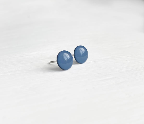 Denim blue surgical steel earrings by Ear Sugar