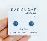 Denim blue surgical steel earrings by Ear Sugar