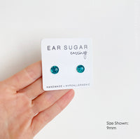Dragon dark teal green glitter earrings by Ear Sugar hypoallergenic