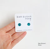Dragon dark teal green glitter earrings by Ear Sugar hypoallergenic
