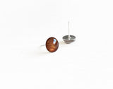Gingerbread brown shimmer stud earrings by Ear Sugar hypoallergenic made in the USA