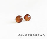 Gingerbread brown shimmer stud earrings by Ear Sugar hypoallergenic made in the USA