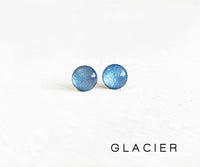 Glacier blue shimmer stud earrings by Ear Sugar hypoallergenic made in the USA
