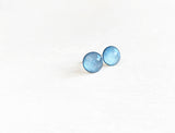 Glacier blue shimmer stud earrings by Ear Sugar hypoallergenic made in the USA