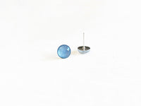 Glacier blue shimmer stud earrings by Ear Sugar hypoallergenic made in the USA