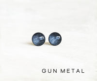 Gun Metal shimmer stud earrings by Ear Sugar hypoallergenic made in the USA