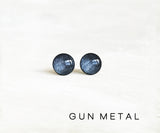 Gun Metal shimmer stud earrings by Ear Sugar hypoallergenic made in the USA
