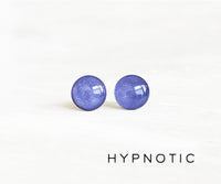 Hypnotic purple shimmer stud earrings by Ear Sugar hypoallergenic made in the USA