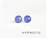 Hypnotic purple shimmer stud earrings by Ear Sugar hypoallergenic made in the USA
