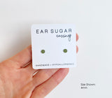 Hunter green stud earrings by Ear Sugar hypoallergenic made in the USA