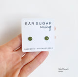 Hunter green stud earrings by Ear Sugar hypoallergenic made in the USA