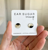 Quartz black pearl and gold glitter earrings for everyday by Ear Sugar
