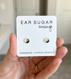 Quartz black pearl and gold glitter earrings for everyday by Ear Sugar