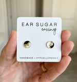 Quartz black pearl and gold glitter earrings for everyday by Ear Sugar