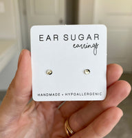 Quartz black pearl and gold glitter earrings for everyday by Ear Sugar