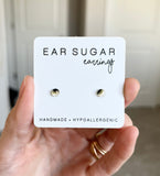 Quartz black pearl and gold glitter earrings for everyday by Ear Sugar