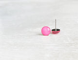 Neon Pink surgical steel earrings by Ear Sugar