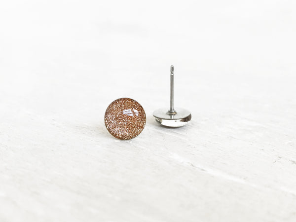 Champagne shimmer dot stud earrings by Ear Sugar hypoallergenic