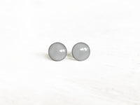 Overcast light gray surgical steel earrings by Ear Sugar made in the USA