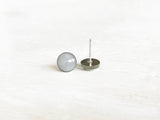Overcast light gray surgical steel earrings by Ear Sugar made in the USA