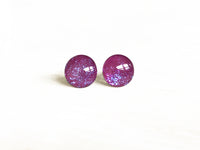 Sugar Plum purple shimmer round earrings by Ear Sugar made in the USA
