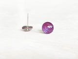 Sugar Plum purple shimmer round earrings by Ear Sugar made in the USA
