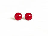 Garnet red stud earrings by Ear Sugar hypoallergenic made in the USA