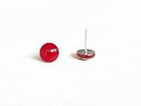 Garnet red stud earrings by Ear Sugar hypoallergenic made in the USA