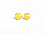 Lemon yellow round stud earrings by Ear Sugar hypoallergenic made in the USA