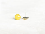 Lemon yellow round stud earrings by Ear Sugar hypoallergenic made in the USA