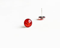 Ruby Slipper red glitter stud earrings by Ear Sugar handmade in USA