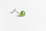 Olive green shimmer stud earrings by Ear Sugar hypoallergenic made in the USA