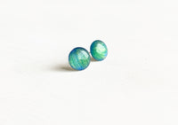 Aurora sky green and blue shimmer dot earrings by Ear Sugar hypoallergenic