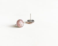 Vintage Gold pink glitter stud earrings by Ear Sugar made in the USA