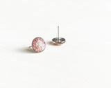 Vintage Gold pink glitter stud earrings by Ear Sugar made in the USA